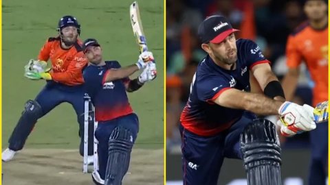 Glenn Maxwell ने घुटने पर बैठकर मारा भयंकर छक्का, 103 मीटर दूर जाकर गिरी गेंद; देखें VIDEO