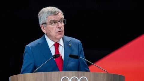 International Olympic Committee (IOC) President Thomas Bach delivers a speech on the first day of th