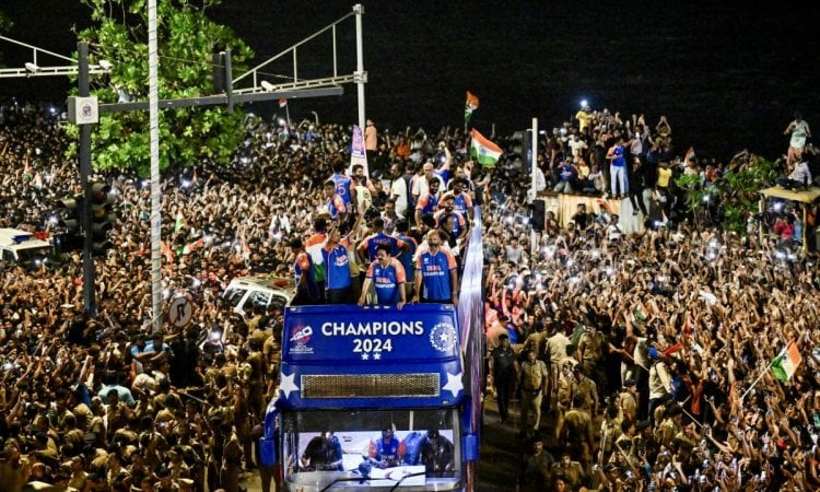 Mumbai: Team India players during T20 World Cup 2024 victory parade at Nariman point