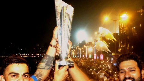 Mumbai: Team India players during T20 World Cup 2024 victory parade at Nariman point