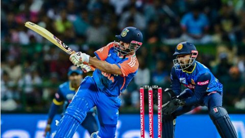 Pallekele:  Indian Cricketer hits a shot during Sri Lanka vs India, 1st T20I match at Pallekele Inte