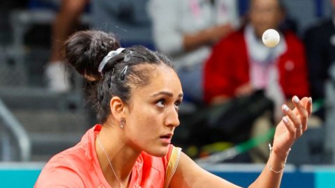 Paris : India's Manika Batra during the women's singles round of 64 table tennis game at the 2024 Su