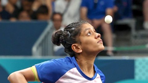 Paris : India's Sreeja Akula plays against Sweden's Christina Kallberg during a women's singles tabl