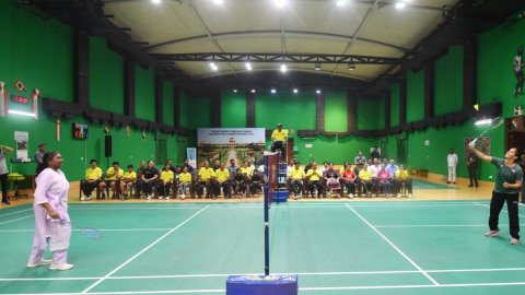 President Droupadi Murmu plays badminton with Saina Nehwal ahead of women's lecture series