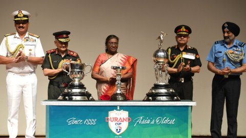 President Murmu unveils iconic Durand Cup Trophy