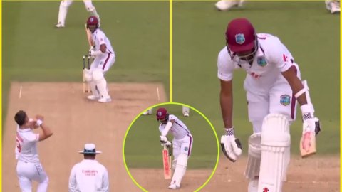 ENG vs WI 1st Test: James Anderson ने हवा में लहराई बॉल, घुटने पर आ गए क्रेग ब्रेथवेट; देखें VIDEO