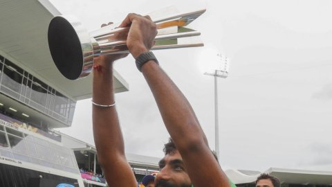 Barbados: Indian players celebrate their victory in the ICC Men's T20 Cricket World Cup Final match 