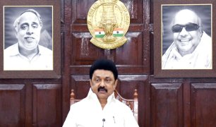 Chennai : Tamil Nadu Chief Minister MK Stalin addresses a meeting of all floor assembly leaders over