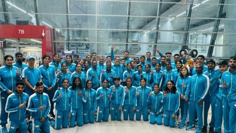 Indian contingent leaves Indira Gandhi International Airport in New Delhi for 2024 World U20 Athleti