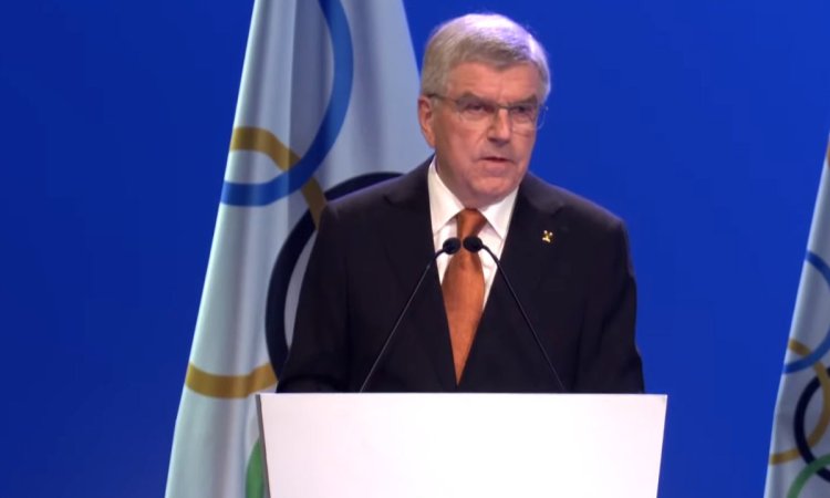 Mumbai: IOC President Thomas Bach speaks during the inauguration of 141st International Olympic Comm