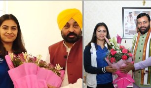 Olympic medal winners Manu Bhakar, Sarabjot Singh call on Haryana & Punjab CMs