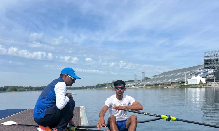 Paris: Indian rower Balraj Panwar during his practice session ahead of Paralympic Games 2024 