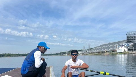 Paris: Indian rower Balraj Panwar during his practice session ahead of Paralympic Games 2024 