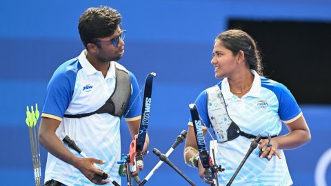 Paris : India's Dhiraj Bommadevara and Ankita Bhakat during the Archery mixed team semifinal at the 