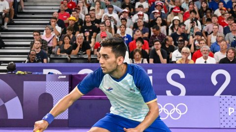 Paris : India's Lakshya Sen and Prannoy H. S. during their men's singles badminton match at Paris Ol