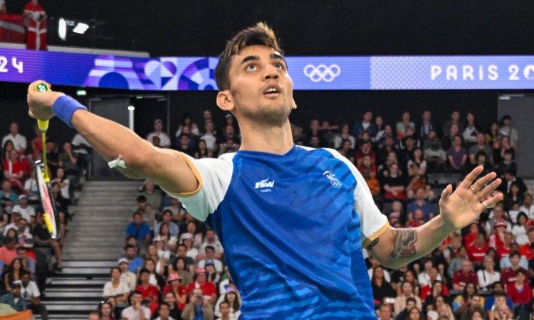 Paris : India's Lakshya Sen during the men's singles badminton semifinal match at Paris Olympics 202