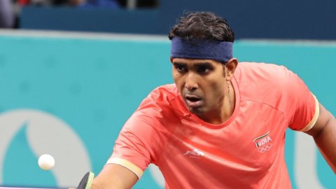 Paris: India's Sharath Kamal during a men's singles table tennis match at the Paris Olympics 2024