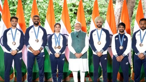 PM Modi meets India's Olympic contingent at his residence