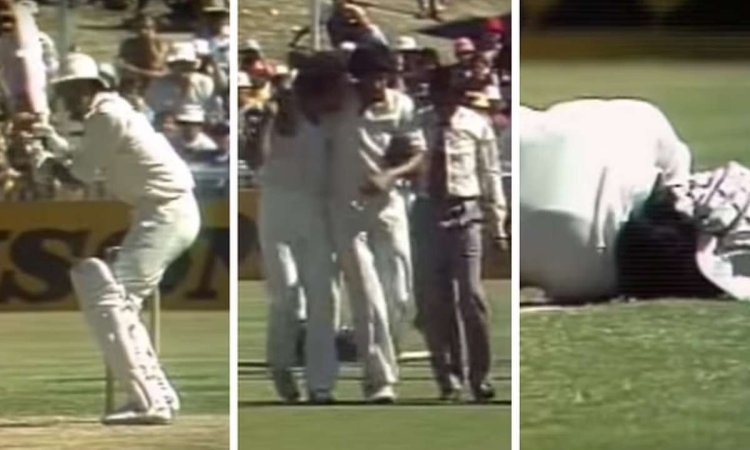 When Sandeep Patil was hit on the head by a Len Pascoe delivery