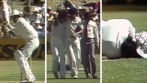 When Sandeep Patil was hit on the head by a Len Pascoe delivery