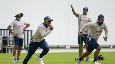 Chennai: Players of Bangladesh take part in a practice session ahead of the first Test match against