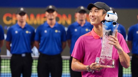 China's Shang Juncheng beats Lorenzo Musetti to claim Chengdu Open title in Chengdu, China, on Tuesd