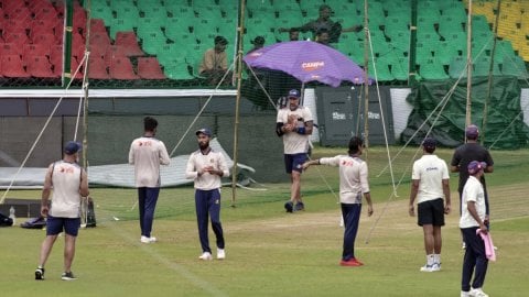 Kanpur: Team Bangladesh's practice session ahead of the second Test cricket match against India