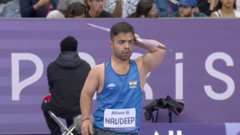 Navdeep's medal upgraded to gold in Men's Javelin F41 in Paralympic Games in Paris on Saturday. Phot