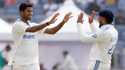 2nd Test: India reach 16/1 at stumps after Washington’s 7-59 bowls out New Zealand for 259