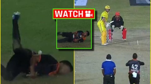 Shaun Marsh Shocked! एंजेलो परेरा ने गिरते-गिरते पकड़ा करिश्माई कैच; देखें VIDEO