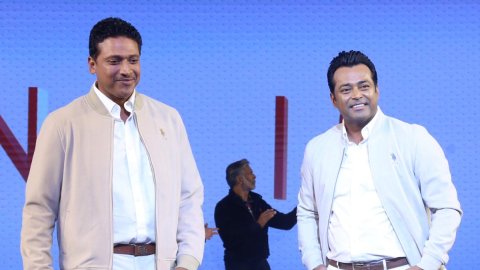 Mumbai: Former tennis players Mahesh Bhupathi and Leander Paes during an event of U.S. Polo Assn.