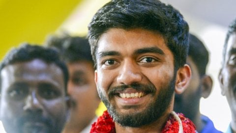 Chennai: Chess Grandmaster Gukesh Dommaraju recieves a warm welcome at the Chennai Airport