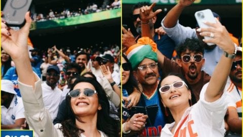 Sonakshi Sinha, Karishma Tanna cheer for team India during Boxing Day Match in Melbourne	