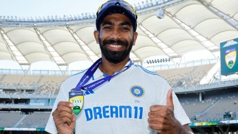 Perth: India's Captain Jasprit Bumrah poses for a picture with the Player of the Match medal after t