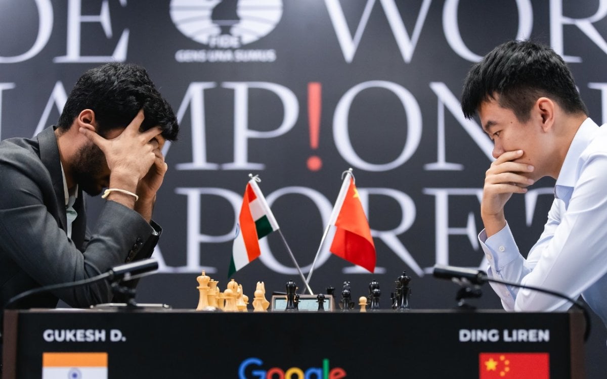 World Chess Championship Gukesh Lets Ding Liren Escape With A Draw On