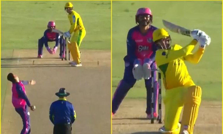 Donovan Ferreira ने घुटने पर बैठकर मारा 'बाहुबली सिक्स', स्टेडियम की छत से टकराई बॉल; देखें VIDEO