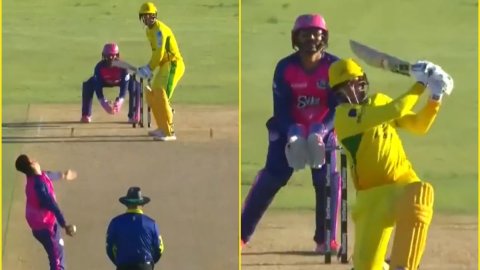 Donovan Ferreira ने घुटने पर बैठकर मारा 'बाहुबली सिक्स', स्टेडियम की छत से टकराई बॉल; देखें VIDEO