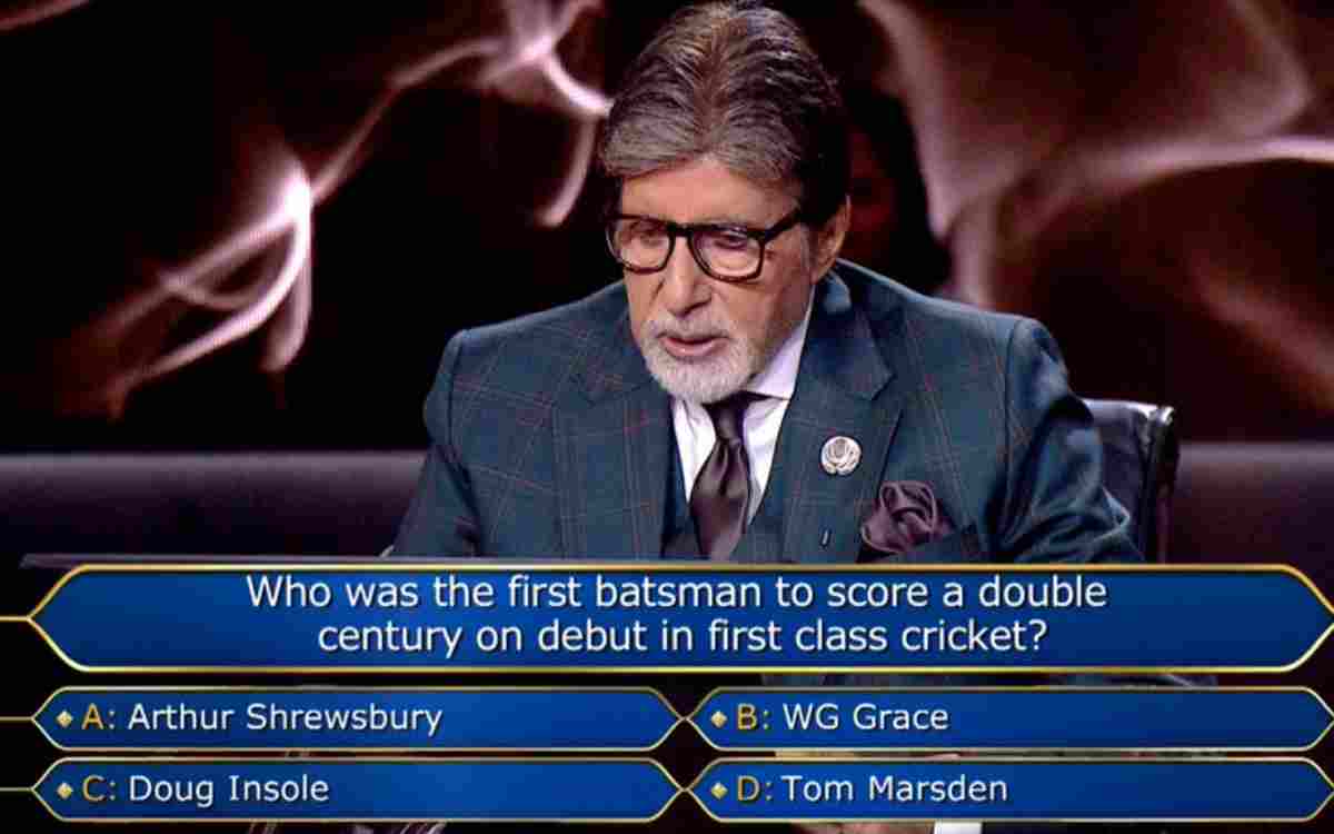 KBC 50 lakh cricket question about the first batter to score a double century on debut in First-Clas कौन बनेगा करोड़पति में सवाल 50 लाख रुपये का, जवाब लगभग 200 साल पुराने क्रिकेट मैच से है