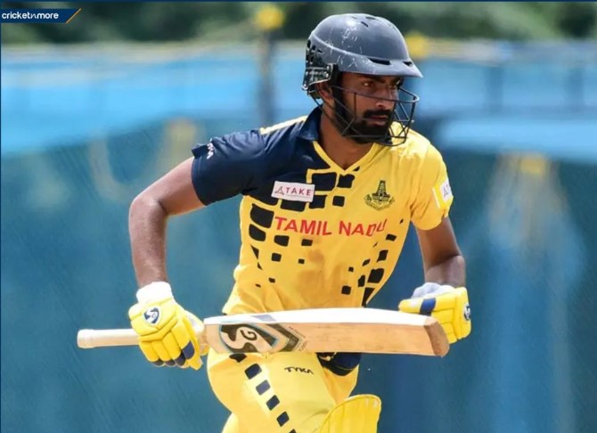 N Jagadeesan Smashes Six Consecutive Fours in Vijay Hazare Trophy 2024-25 match ஒரே ஓவரில் அடுத்தடுத்து 6 பவுண்டரிகள்; ஜெகதீசன் அசத்தல் - காணொளி!