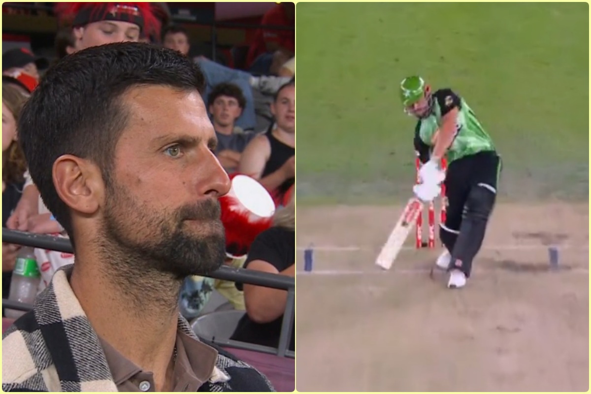 Watch- Novak Djokovic Left Gobsmacked By Marcus Stoinis' Bizarre Dismissal In BBL! சிக்ஸர் லைனில் விக்கெட்டை இழந்த ஸ்டொய்னிஸ்; ஷாக் ரியாக்ஷன் கொடுத்த ஜோகோவிச் - காணொளி!