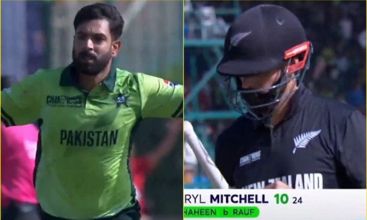 Haris Rauf के सामने नहीं चली डेरिल मिचेल की हीरोगिरी, छक्का जड़ने के चक्कर में हो गए OUT; देखें VIDE