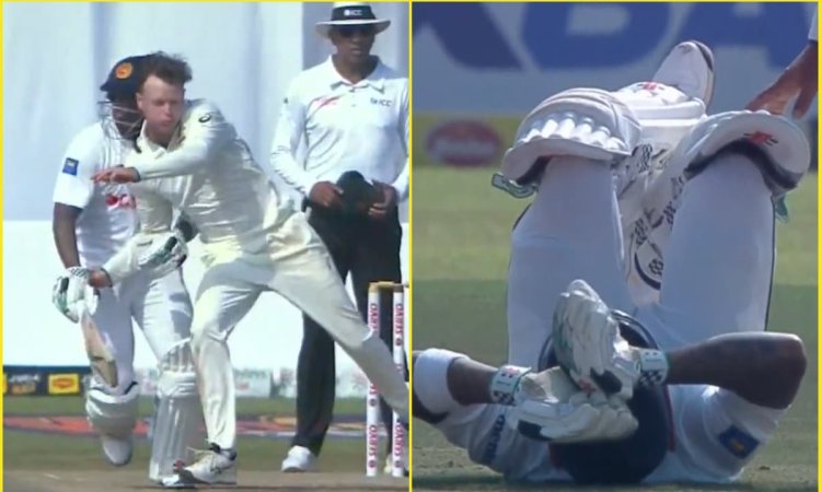 गाले के मैदान पर हुई कुह्नमैन और मेंडिस की जोरदार टक्कर, जमीन पर ही लेट गया श्रीलंकाई खिलाड़ी; देखें