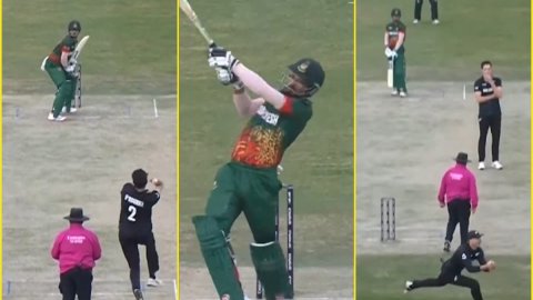 Michael Bracewell Rocked! पहले बॉलिंग से मचाया धमाल, फिर तूफानी दौड़ लगाकर पकड़ा शान्तो का बवाल कैच;