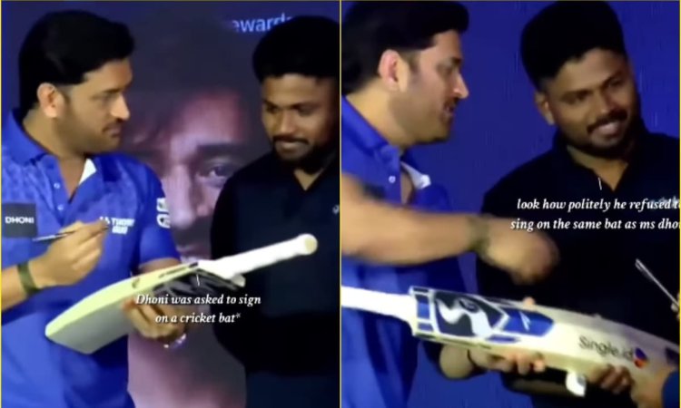 Thala फैन बॉय Sanju Samson, MS Dhoni के साइन बैट पर ऑटोग्राफ देने से ही कर दिया मना; देखें VIDEO