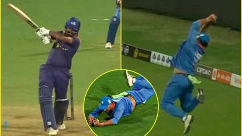 क्या आपने देखा Flying Yuvraj! 43 साल के उम्र में बाउंड्री पर उड़ते हुए लपका है महाबवाल कैच; देखें VI