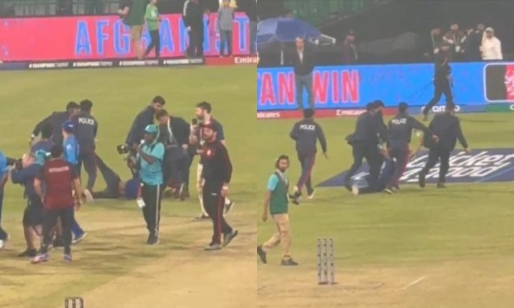 VIDEO: जीत का जश्न मनाने के लिए मैदान में घुस आया अफगानी फैन, घसीटकर ले जाया गया बाहर