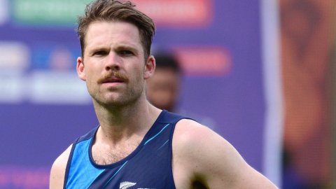 Bengaluru : New Zealand players during a practice session ahead of the ICC World Cup match