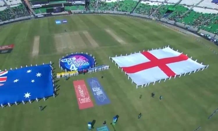 Champions Trophy: Major Blunder As India’s National Anthem Played Ahead Of Aus-Eng Game ஆஸ்திரேலிய தேசிய கீதத்திற்கு பதிலாக தவறுதலாக இசைக்கப்பட்ட இந்திய தேசிய கீதம் - காணொளி!