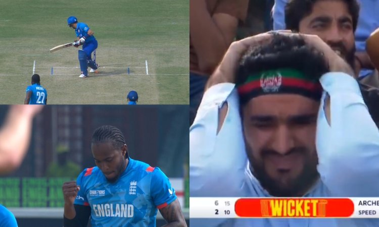 VIDEO: जोफ्रा आर्चर ने रफ्तार से कर दिया गुरबाज़ को बोल्ड, अफगान फैन ने पकड़ लिया अपना सिर