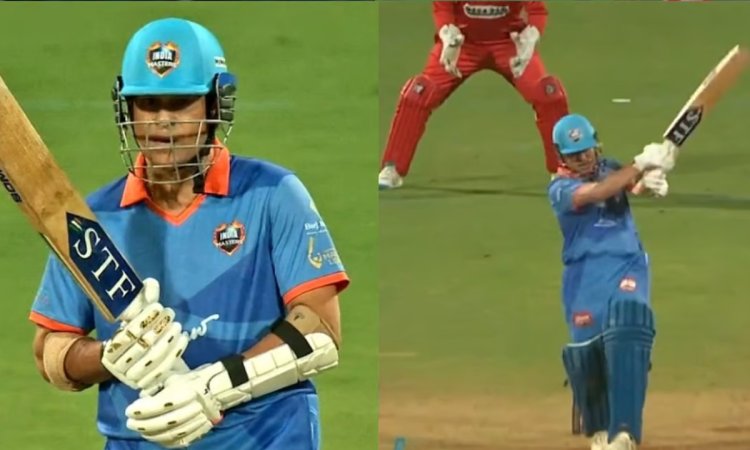 VIDEO: सचिन तेंदुलकर ने बनाया टिम ब्रेसनन का भूत, छक्के चौकों की बारिश करके बांधा समां